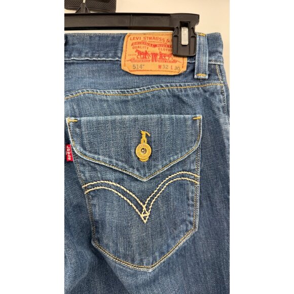 Levis 514 Mens Straight Fit Jeans W32 L30 Mid-Rise Blue Denim Classic Style - Picture 7 of 7
